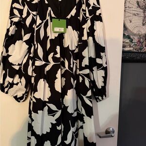 Kate Spade x Target, Elegant Black and White Floral Dress